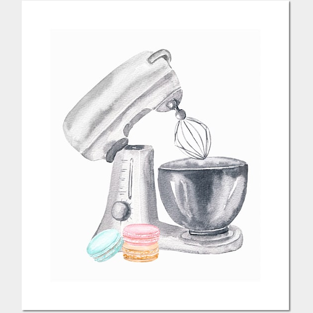 Mixer Kitchen Cooking Tool With Macaroons Wall Art by NatureGlow